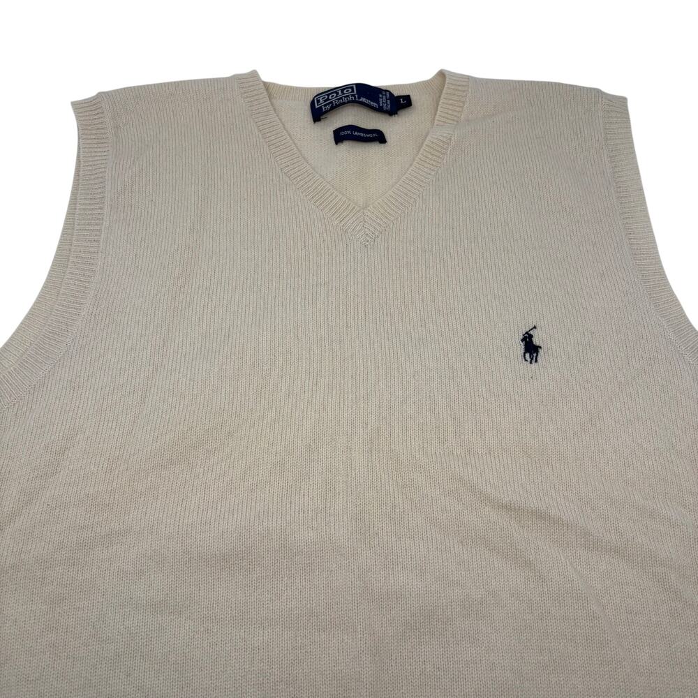 Polo Ralph Lauren Mens Large Beige 100% Lambswool Vest